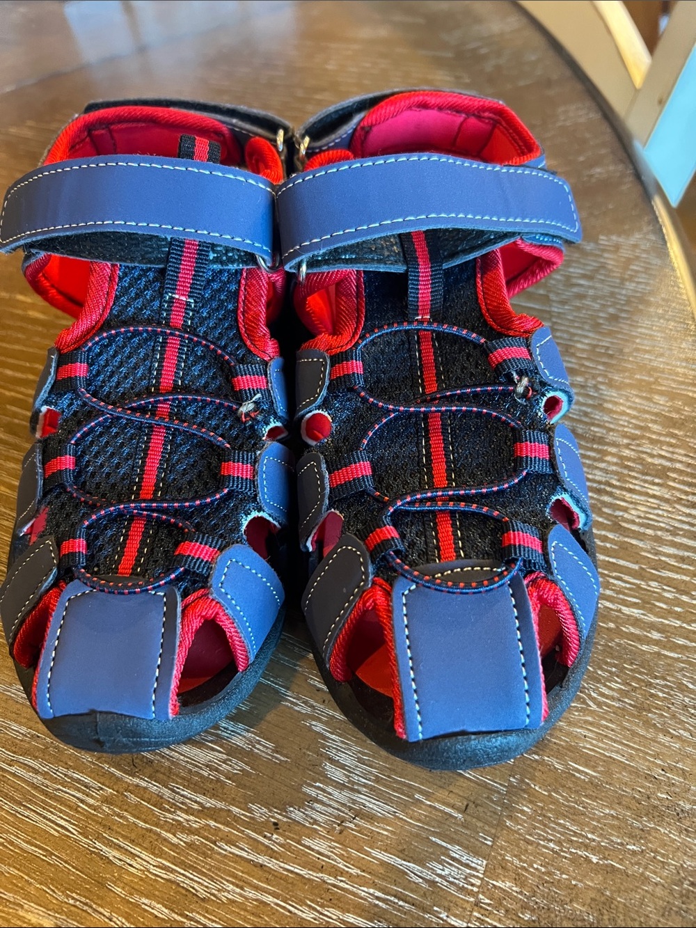 Kids Blue and Red Active Outdoor Sandals with Secure Strap